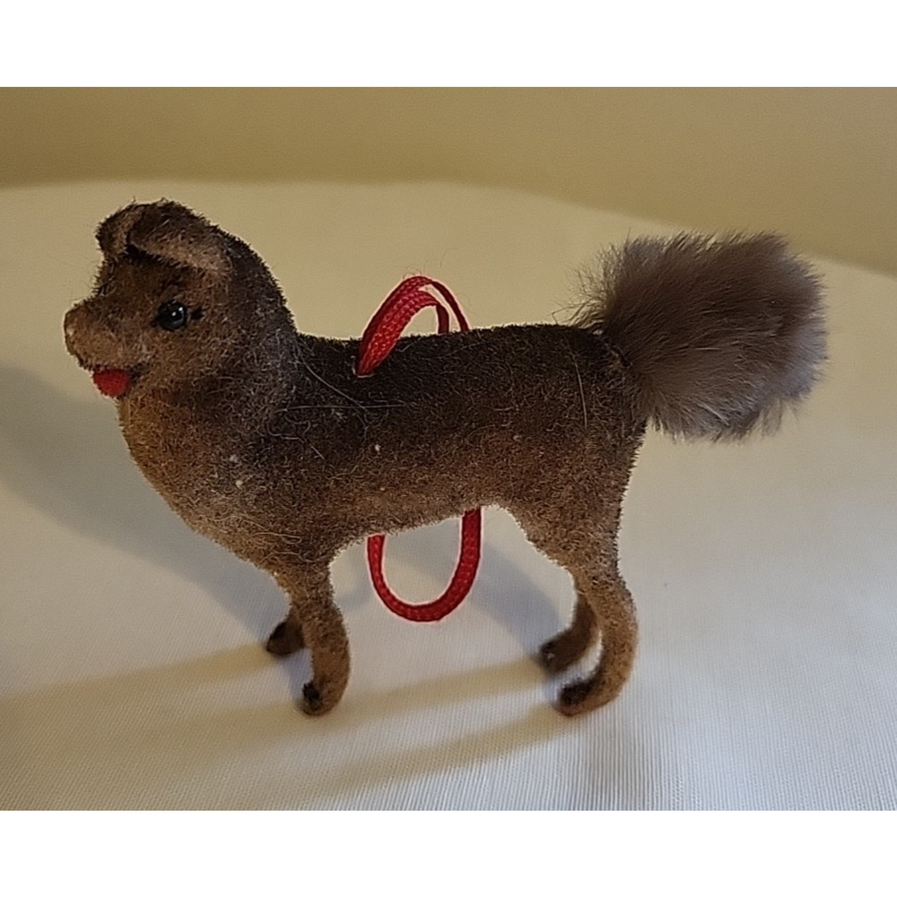 Vtg Wagner Kunstlerschutz Handwork Flocked Germany Shepherd Dog 3 in Ornament
